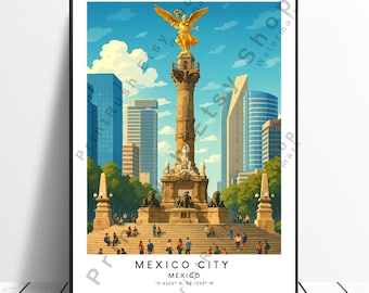 Mexico City Poster Mexico Travel Print Wall Art Illustration Art Décor Gift