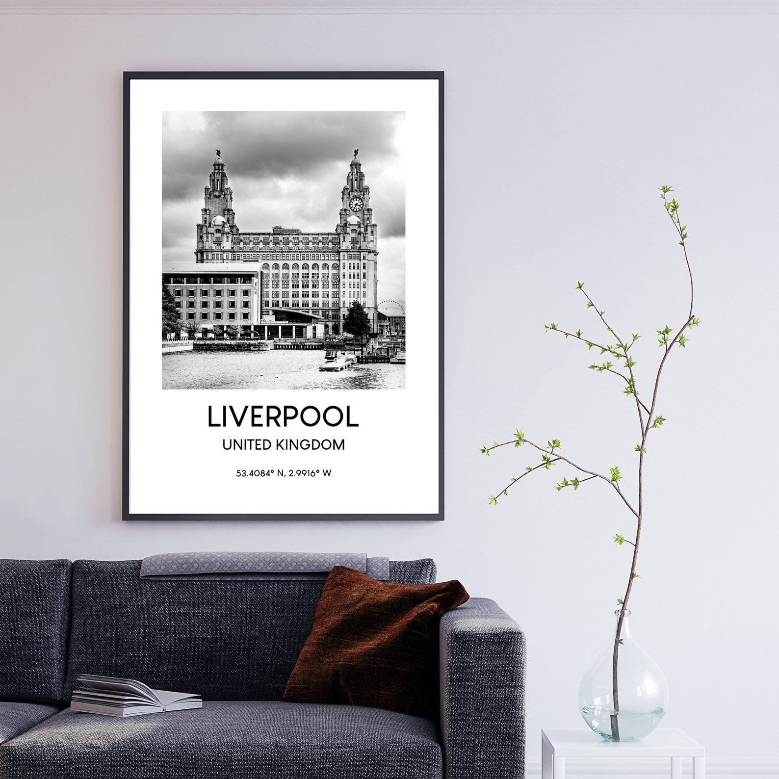 Liverpool Travel Print Liverpool City Wall Art Print Zwartwit Etsy