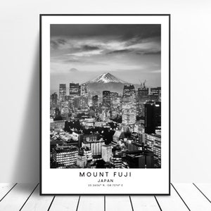 Mount Fuji Travel Print Black and White Mount Fuji Poster Mount Fuji Japan Print Minimalist Mount Fuji Wall Art Mount Fuji Gift Print