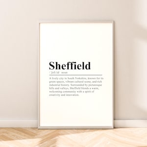 Impression voyage Sheffield Art mural impression Sheffield Tenture murale Sheffield affiche minimaliste Sheffield Art Sheffield décoration d&#39;intérieur cadeau affiche