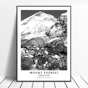 Everest Travel Print Black and White Mount Everest Poster Minimalist Mount Everest Wall Art Everest Print Everest Gift Print