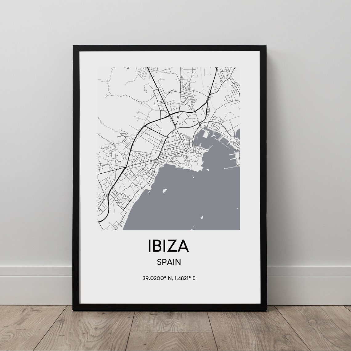 Ibiza Map Print Black and White Ibiza Island Map Poster Spain | Etsy