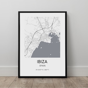 Ibiza Karte Druck Schwarz Weiß Ibiza Insel Karte Poster Ibiza Spanien Druck Ibiza Reise Kunst Ibiza WandKunst Ibiza Geschenk Karte