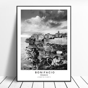 Bonifacio Voyage Print Noir et Blanc Bonifacio Wall Print Bonifacio Affiche Minimaliste Bonifacio France Print Bonifacio Wall Décor Cadeau