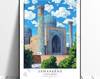 Samarkand Travel Print Colourful Samarkand Print Minimalist Samarkand Uzbekistan Poster Home Décor Samarkand Wall Art Gift