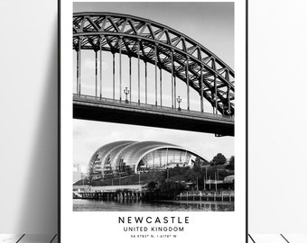 Newcastle upon Tyne Travel Print Black and White Newcastle Poster Minimalist Newcastle Wall Art Newcastle Décor Newcastle Wall Print Gift