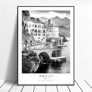 Amalfi Print Amalfi Italy Poster Black and White Amalfi Art Print Amalfi Home Décor Minimalist Amalfi Wall Art Amalfi  Gift Print