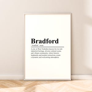 Bradford Travel Print Wall Art Bradford Poster Bradford Print Bradford Wall Poster Minimalist Bradford Décor Wall Hanging Gift Art