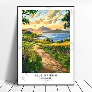 Isle of Rum Travel Print Rum Poster Isle of Rum Wall Art Colourful Rùm Scotland Print Isle of Rum Home Décor Illustration Gift Art