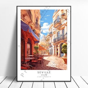 Seville Travel Print Wall Decor Colourful Seville Poster Minimalist Seville Wall Print Home Décor Seville Spain Art Wall Hanging Gift