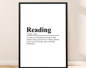 Czytanie Podróż Wydruk Czytanie Plakat Czytanie Sztuka Ścienna Czytanie Wydruk Minimalistyczny Czytanie Anglia Dekoracja Ścienna Czytanie Definicja Wydruk Prezent Sztuka