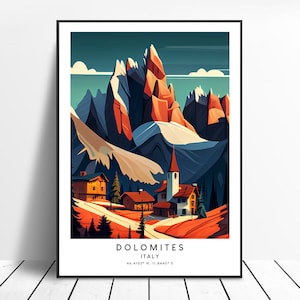 Dolomites Travel Print Colourful Dolomites Poster Dolomites Wall Print Minimalist Dolomites Italy Wall Art Dolomites Gift Print
