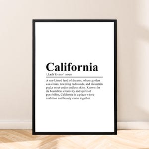 Kalifornien Reise Druck Definition Poster Kalifornien Druck Lexikon Druck Kalifornien Poster Kalifornien Wand Kunst Wohnkultur Wand Zitat Geschenk