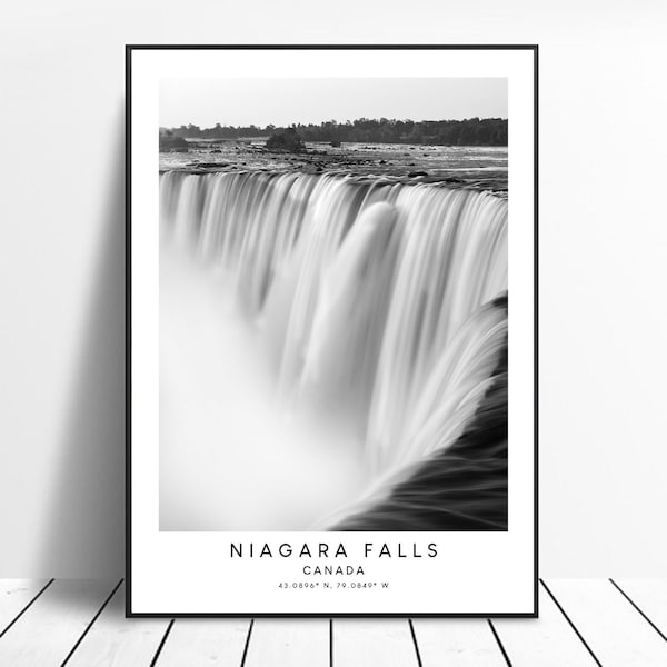 Niagara Falls Print Canada Travel Print Noir et Blanc Horseshoe Falls Affiche Minimaliste Niagara Falls Wall Art Niagara Falls Art Print