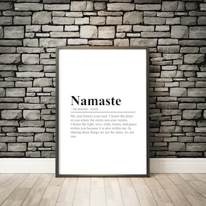 Namaste Print Namaste Definition Namaste Poster Namaste Art Work Namaste Quote Print Namaste Typography Poster Namaste Wall Art Gift Print