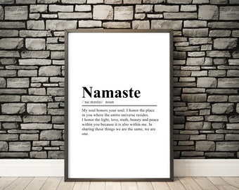 Namaste Print Namaste Definition Namaste Poster Namaste Art Work Namaste Quote Print Namaste Typography Poster Namaste Wall Art Gift Print