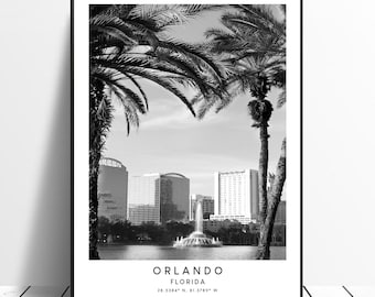 Orlando Florida Travel Print Black and White Orlando Wall Print Orlando Wall Art Minimalist Orlando Print Orlando Poster Orlando Gift Art