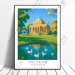 Cheltenham Travel Poster Cheltenham Illustration Art Colourful Cheltenham Art Print Home Decoration Cheltenham England Wall Art Gift