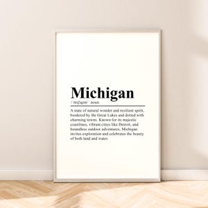 Michigan Travel Print Michigan State Poster Wall Quote Michigan Wall Art Michigan Wall Print Minimalist Michigan Print Home Décor Gift