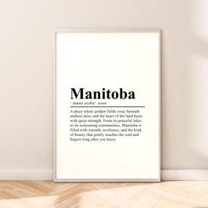 Manitoba Travel Print Manitoba Wall Poster Manitoba Print Manitoba Wall Art Manitoba Poster Manitoba Canada Dictionary Art Gift Wall Quote