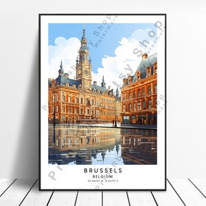 Brussels Travel Print Colourful Brussels Poster Brussels Print Minimalist Brussels Belgium Wall Art Brussels Wall Print Brussels Gift Poster