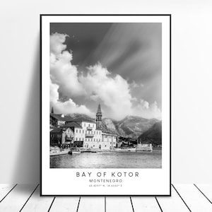 Bay of Kotor Travel Print Montenegro Print Bay of Kotor Wall Art Bay of Kotor Poster Minimalist Montenegro Print Montenegro Poster