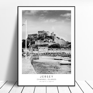 Jersey Travel Print Jersey Wall Art Black and White Jersey Print Jersey Poster Minimalist Jersey Channel Islands Poster Jersey Gift Print