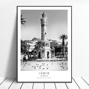Izmir Travel Print schwarz weiß Izmir City Poster Minimalist Izmir Wall Art Izmir Wall Art Izmir Türkei Poster Izmir Gift Print