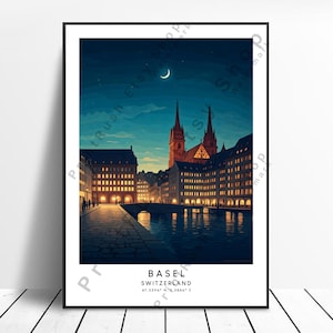 Basel Schweiz Reiseplakat Buntes Basel Druck Basel Wandkunst Minimalistisches Basel Poster Wohnkultur Basel Illustration Geschenk Wandbehang