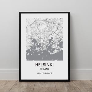 Mapa Helsinek Drukuj mapę Helsinek Plakat Helsinki Finlandia Wall Art Helsinki Sztuka podróżnicza Helsinki Plakat Helsinki Dekoracje ścienne Prezent