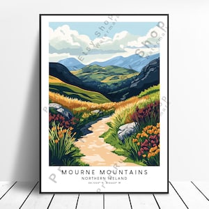 Stampa di viaggio dell'Irlanda del Nord Poster delle montagne di Mourne Poster di Mournes Wall Art Stampa di Mournes Poster dell'Irlanda del Nord Regalo di arredamento per la casa di Mournes
