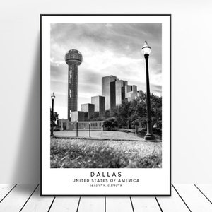 Dallas Travel Print Black and White Dallas Poster Dallas City Wall Art  Minimalist Dallas Wall Print Dallas Texas Print Dallas Gift Art