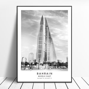Bahrain Travel Print Black and White Bahrain Poster Bahrain Wall Print Bahrain Manama Print Minimalist Bahrain Wall Art Bahrain Gift Print