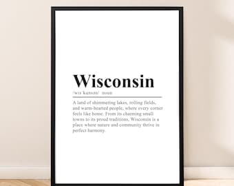 Wisconsin State Print Wall Art Wisconsin Poster Dictionary Print Wisconsin Wall Quote Minimalist Wisconsin Wall Print Home Décor Gift Art