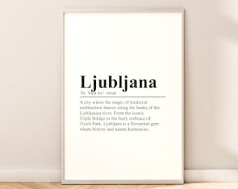 Ljubljana Travel Print Ljubljana Poster Ljubljana Definition Print Slovenia Poster Ljubljana Wall Print Minimalist Ljubljana Art Décor Gift