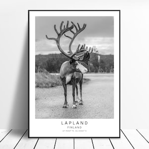 Lapland Print Lapland Finland Deer Poster Lapland Art Poster Minimalist Lapland Wall Art Lapland Travel Print Lapland Gift Poster