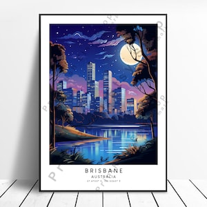 Brisbane Travel Print Wall Decor Brisbane Australia Poster Brisbane Wall Print Brisbane Wall Art Brisbane Wall Hanging Brisbane Art Gift