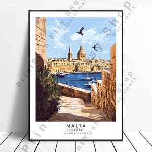 Malta Travel Print Malta Poster Illustration Wall Art Malta Wall Print Wall Hanging Malta Wall Poster Home Décor Colourful Gift