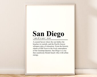 San Diego Definition Poster San Diego Travel Print San Diego Wall Art San Diego Wall Print Minimalist San Diego Art San Diego Gift Print