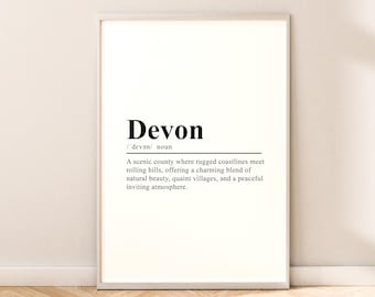 Devon Travel Print Wall Art Devon Print Wall Hanging Devon Poster Minimalistyczny Exmoor Wall Print Devon Wall Décor Devon Gift Poster Devon Art
