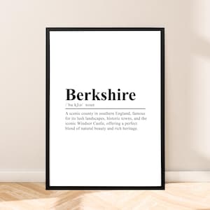Berkshire England Print Berkshire Definition Poster Berkshire Travel Print Wall Art Berkshire Wall Poster Minimalist Berkshire Print Décor