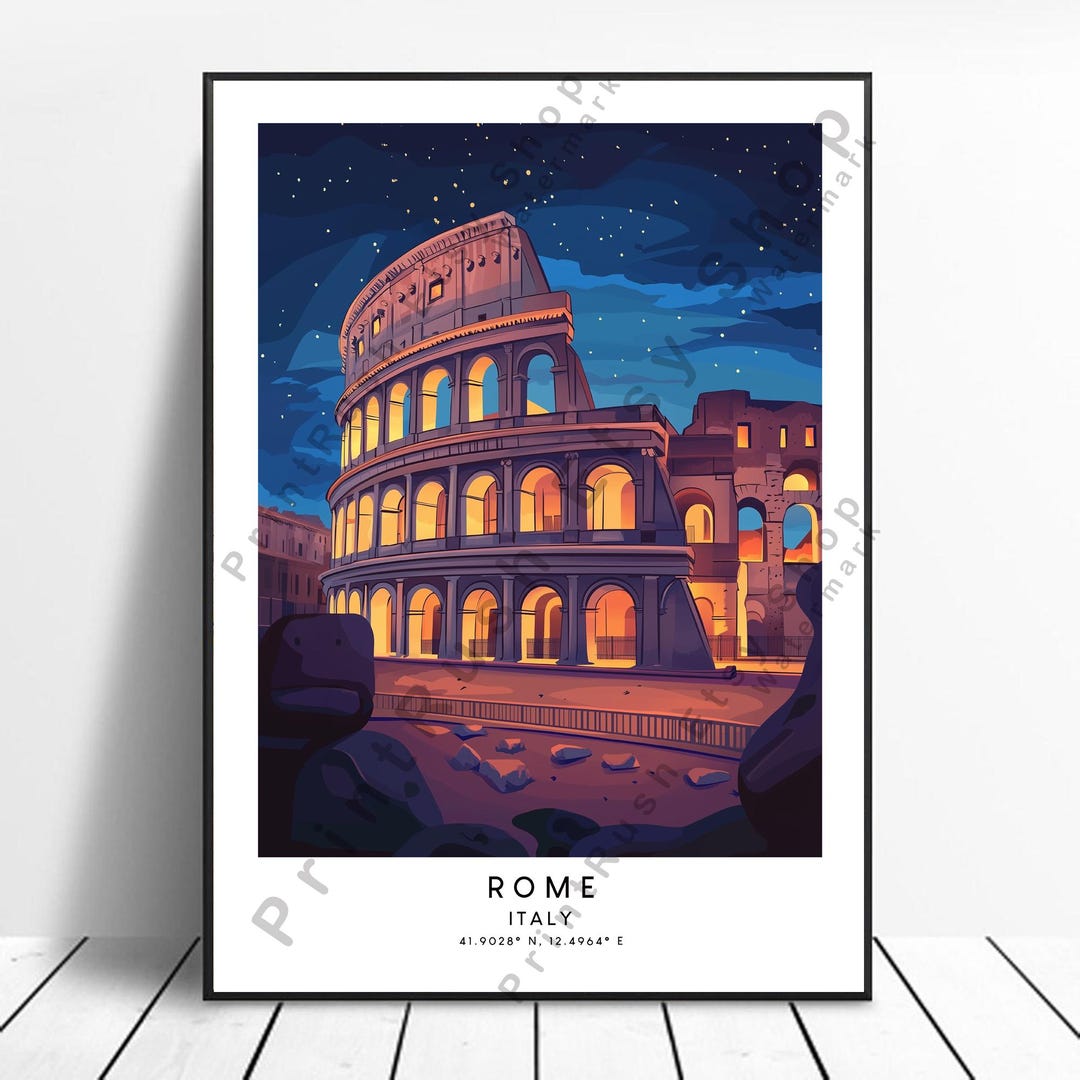 Italy Travel Print Rome Colosseum Poster Wall Hanging Rome Wall Art ...