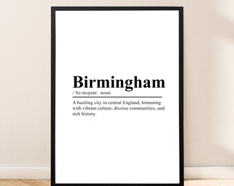 Birmingham Print Wall Art Birmingham Poster Wall Décor Birmingham Travel Print Birmingham Wall Print Minimalist Birmingham Art Décor Gift