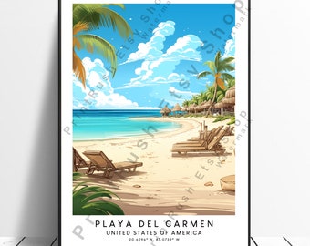 Playa del Carmen Travel Print Wall Decor Playa del Carmen Poster Wall Hanging Playa del Carmen Art Minimalist Playa del Carmen Gift  Art