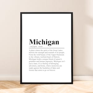 Michigan Travel Poster Michigan State Print Wall Quote Michigan Wall Art Michigan Wall Poster Minimalist Michigan Wall Print Home Art Gift