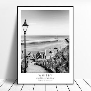 Whitby Travel Print Whitby Poster Whitby Wall Art Whitby Print Whitby Art Print Black and White Whitby Poster Whitby Gif Print