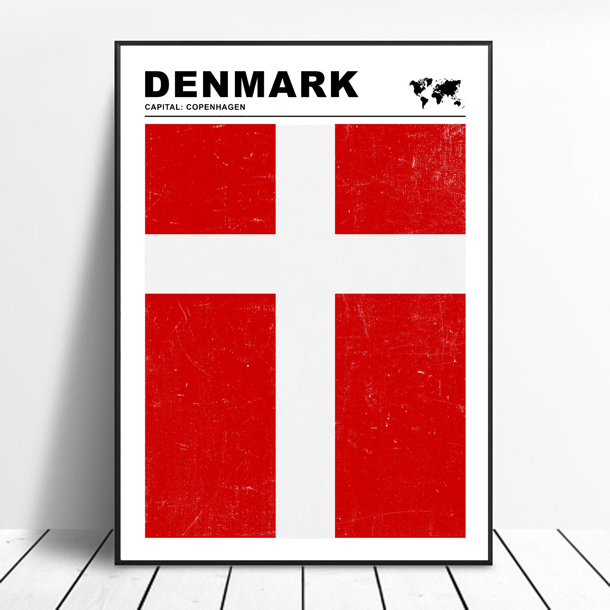 jorden lommetørklæde kæmpe Denmark Flag Print - Etsy