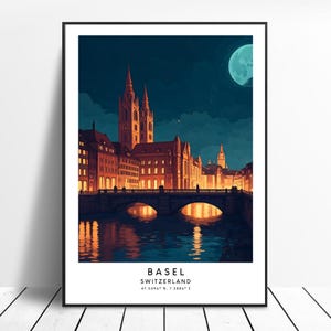 Basel Reise Print Buntes Basel Schweiz Druck Basel Wandkunst Minimalist Basel Poster Home Décor Basel Illustration Geschenk Wandbehang