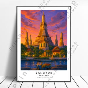Bangkok Travel Print Illustration Art Poster Bangkok Wall Print Home Décor Thailand Art Bangkok Print Wall Hanging Artwork Gift