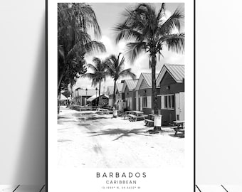 Barbados Caribbean Travel Print Black and White Barbados Poster Minimalist Barbados Wall Art Caribbean Poster Barbados Gift Print